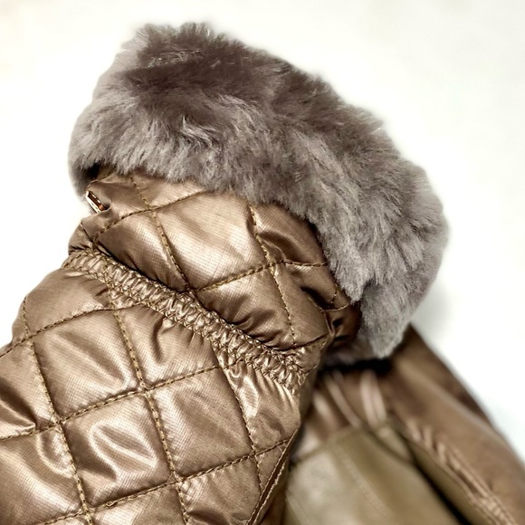 All Weather Touchscreen Compatible Quilted Gloves with Genuine Shearling Trim - Picture 14 of 17